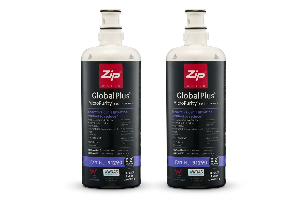 Zip 91290 GlobalPlus 0.2 Micron Water Filter Cartridges Twin Pack Genuine